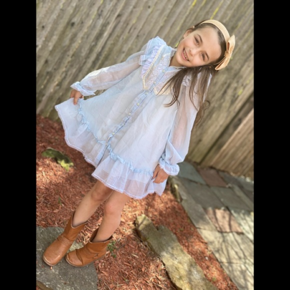 Gunne Sax prairie style kids‎ dress light blue